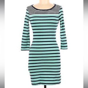 French Connection Stripe Dress 3/4 sleeve length knee length 95% cotton